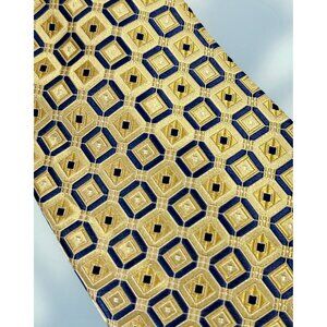 Club Room Silk Neck Tie Wide 58”x3.75” Yellow Blue New Necktie by Charter Club